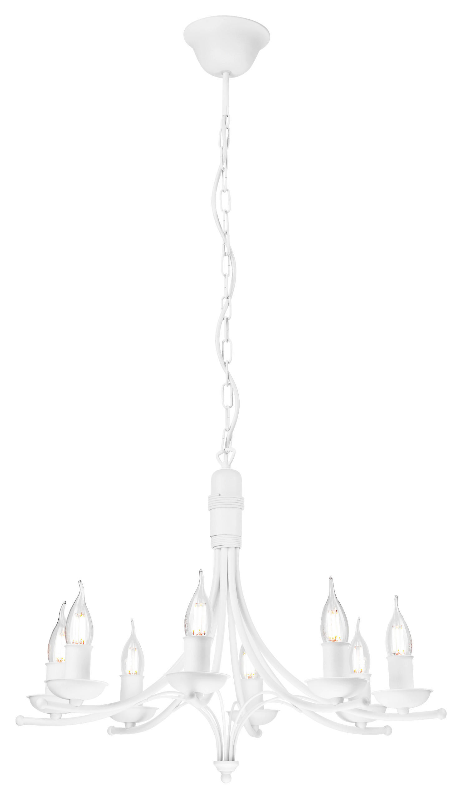 Lamkur Pendelleuchte LUCY 44187 weiß Stahl H/L: ca. 100x58 cm E14 8 Brennstellen Lucy - weiß (58,00cm) - Lamkur