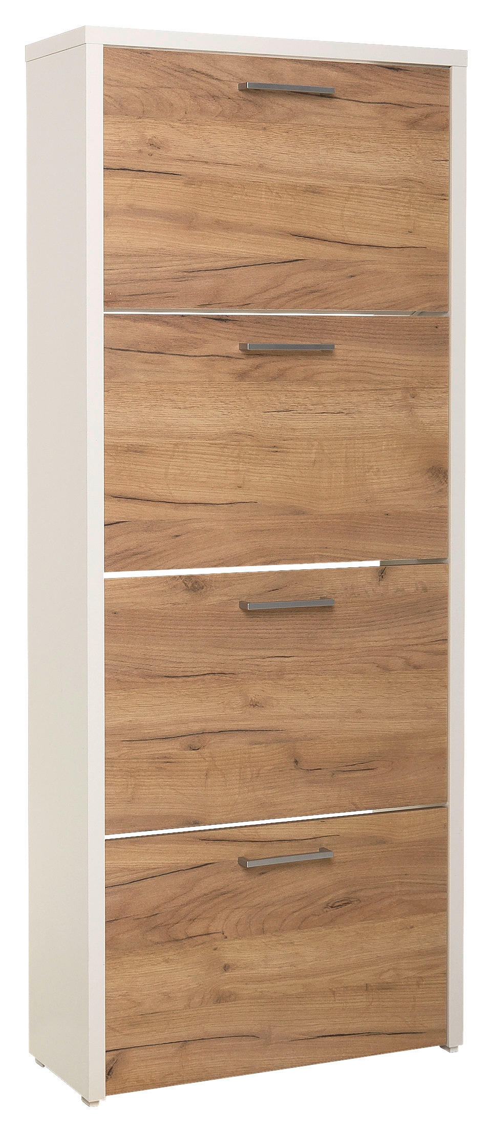 Schuhkipper Fulda 2 weiß honig Eiche Nachbildung B/H/T: ca. 61x152x25 cm Fulda 2 - weiß/honig (61,00/152,00/25,00cm)