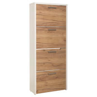 Schuhkipper Fulda 2 weiß honig Eiche Nachbildung B/H/T: ca. 61x152x25 cm Fulda 2 - weiß/honig (61,00/152,00/25,00cm)