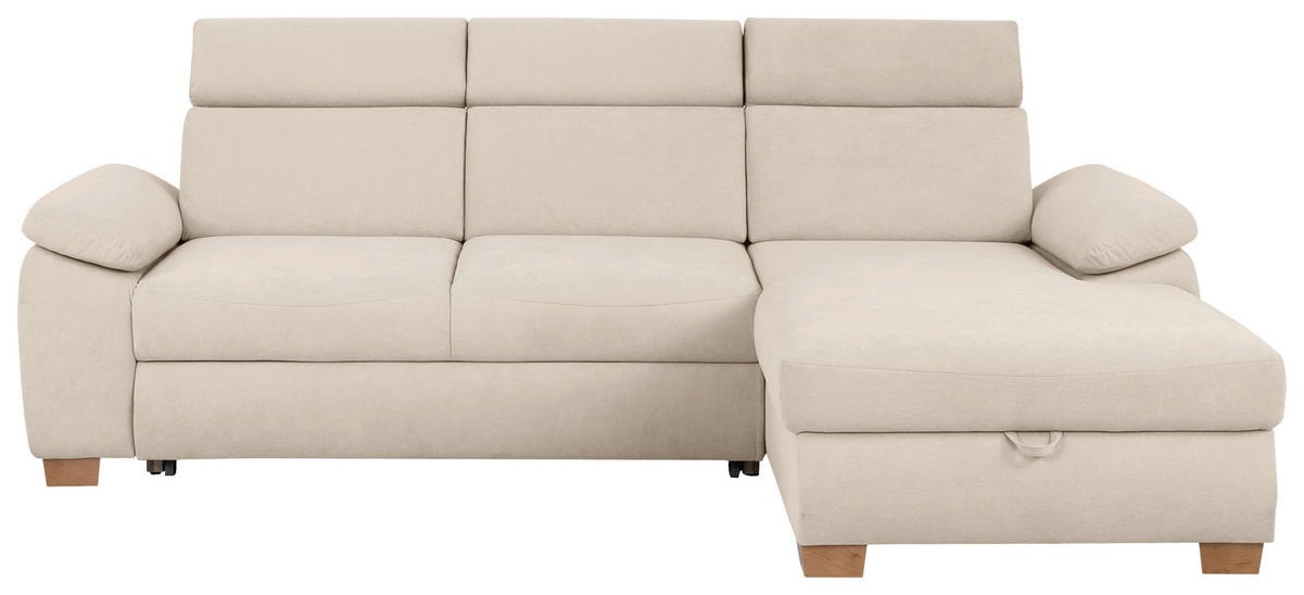 Ecksofa Aguda beige Microfaser B/H/T: ca. 269x102x175 cm Aguda - beige/buche (269,00/102,00/175,00cm)