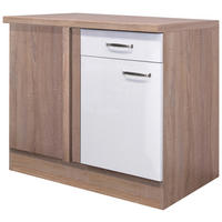Eckunterschrank Valero weiß Hochglanz B/H/T: ca. 110x86x60 cm Valero - Eiche/weiß (110,00/86,00/60,00cm) - Flex-Well