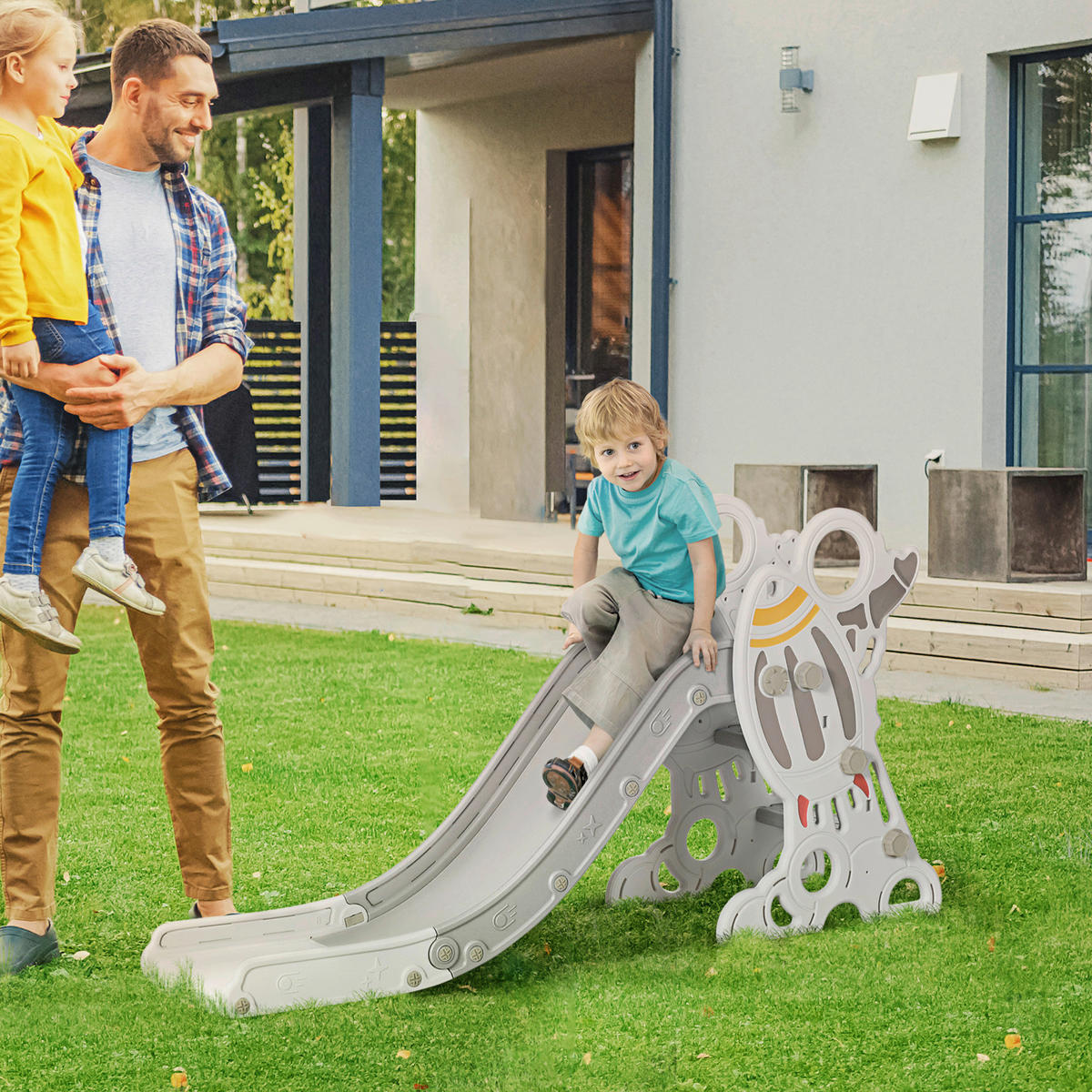 AIYAPLAY Outdoor-Spielzeug grau B/H/L: ca. 46,5x157x80 cm Kinderrutsche - grau (80,00/46,50/157,00cm) - AIYAPLAY