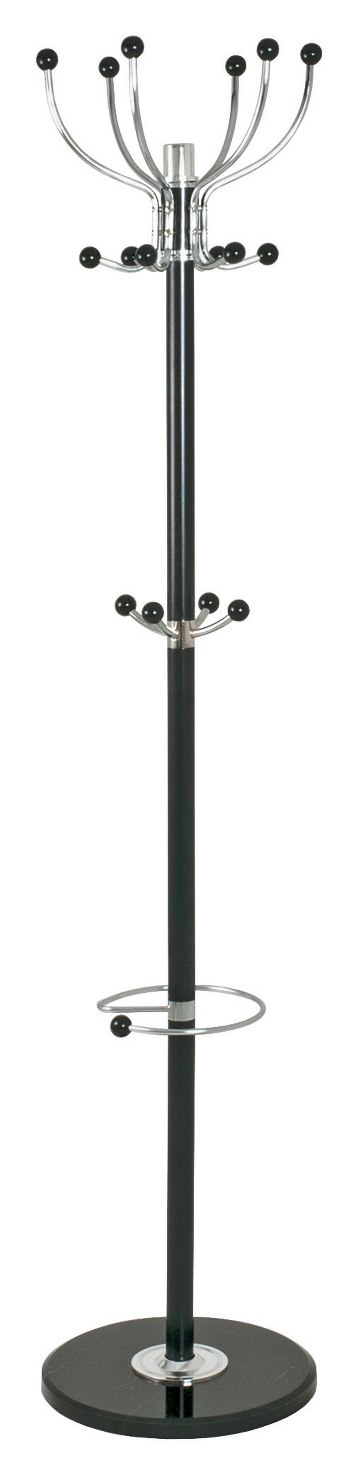 Garderobenständer  schwarz H/D: ca. 176x38 cm Mecki_Garderobenständer 88591 - schwarz/Chrom (38,00/176,00cm)