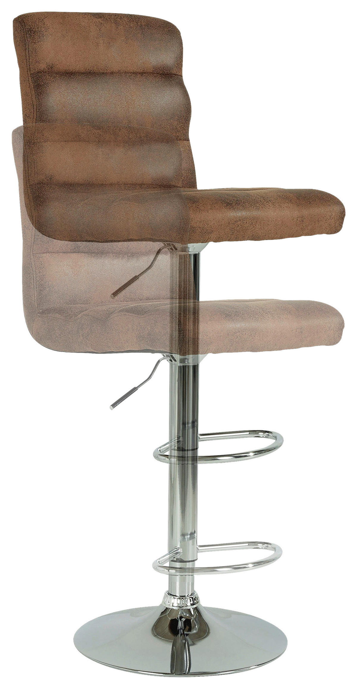 Barhocker PHIL  2er-Set braun Vintage Chrom Kunstleder Metall PHIL  2er-Set - braun/Chrom - byLIVING