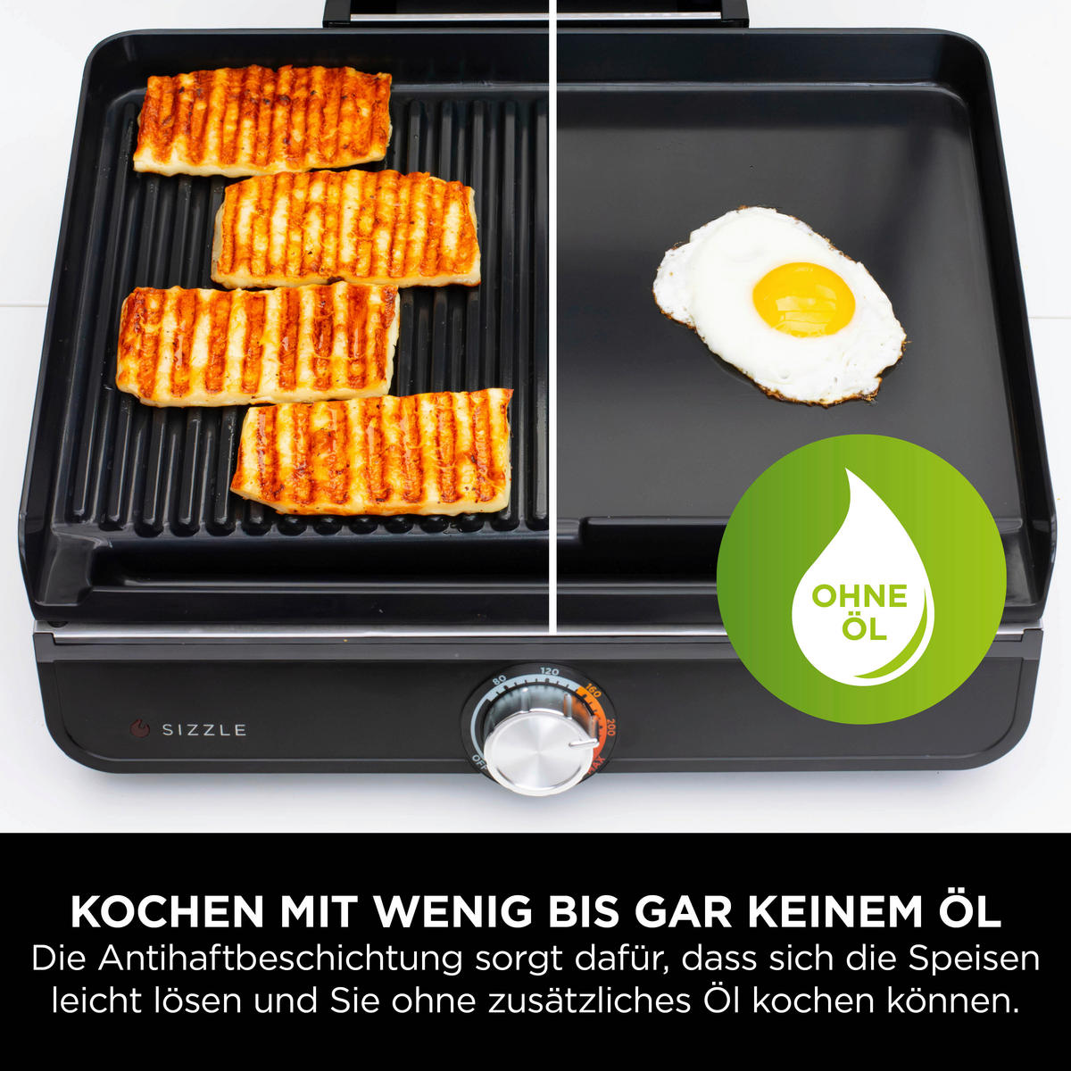 Ninja Grillplatte schwarz Edelstahl Aluminium B/H/L: ca. 7x13x37,5 cm Sizzle GR101EU - schwarz (37,50/7,00/13,00cm) - Ninja