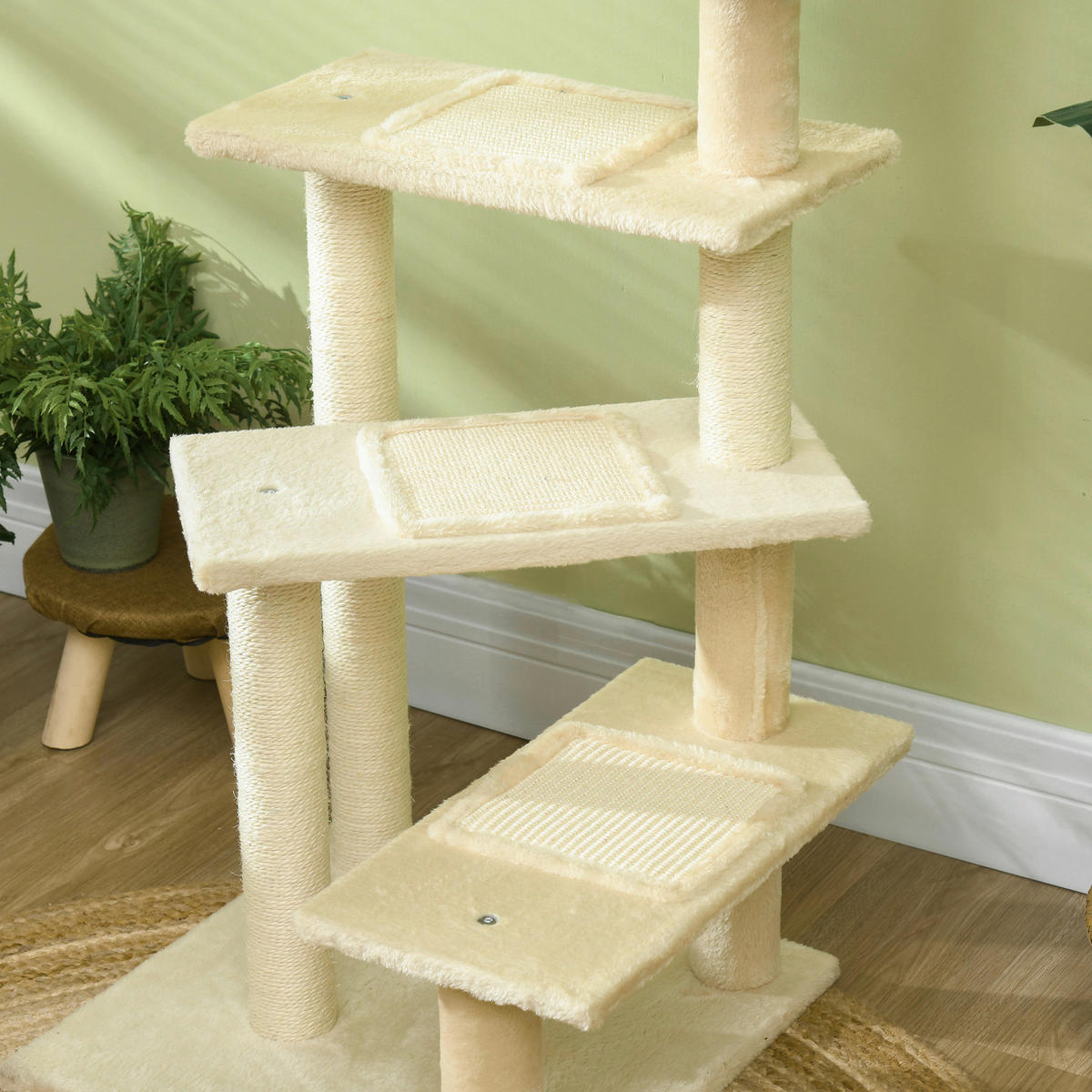 PawHut Katzenkratzbaum beige Spanplatte B/H/L: ca. 50x100x50 cm Katzenkratzbaum - beige (50,00/50,00/100,00cm) - PawHut