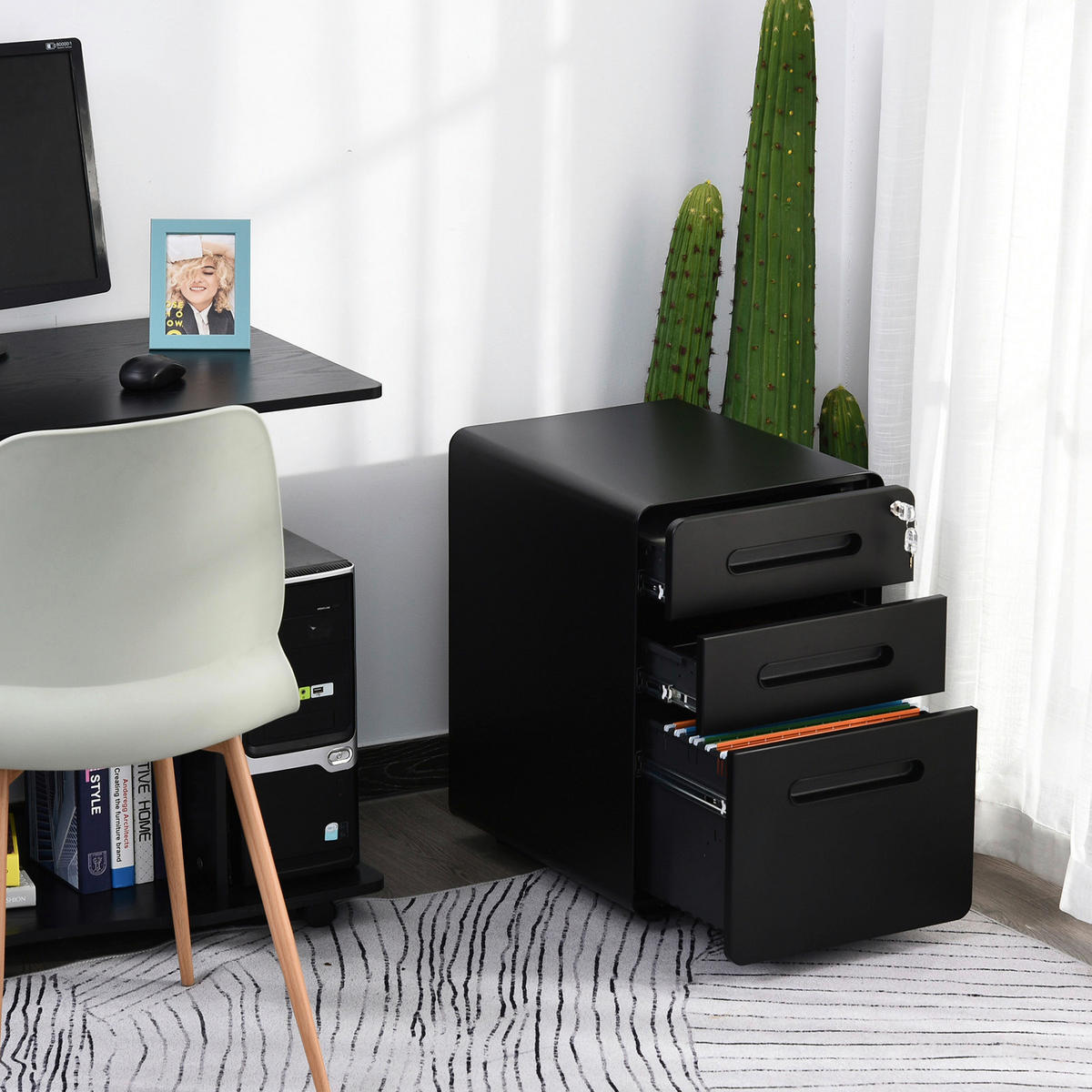 Aktenschrank 924-007BK schwarz B/H/T: ca. 39x59x48 cm 924-007BK - schwarz (39,00/59,00/48,00cm) - Vinsetto