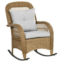 Outsunny Gartenstuhl gelb Polypropylen B/H/L: ca. 92x69x100 cm Rattan_Schaukelstuhl - hellgrau/gelb (100,00/92,00/69,00cm) - Outsunny