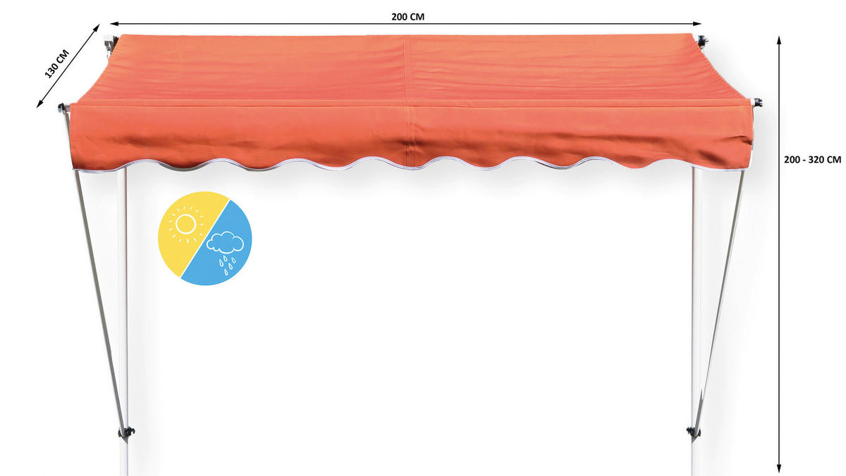 Grasekamp Klemm-Markise Ontario orange B/L: ca. 205x130 cm Ontario - orange/weiß (205,00/130,00cm) - Grasekamp