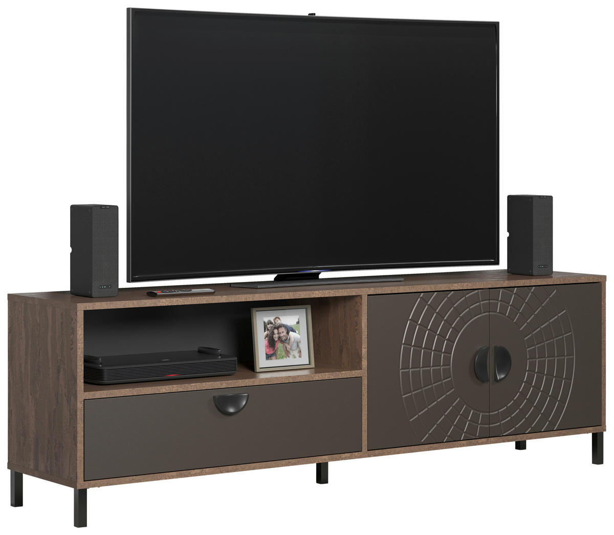 Lowboard Fusion Eiche dunkel Nachbildung bronze Optik B/H/T: ca. 183x55x40 cm Fusion - Eiche/bronze (183,00/55,00/40,00cm)