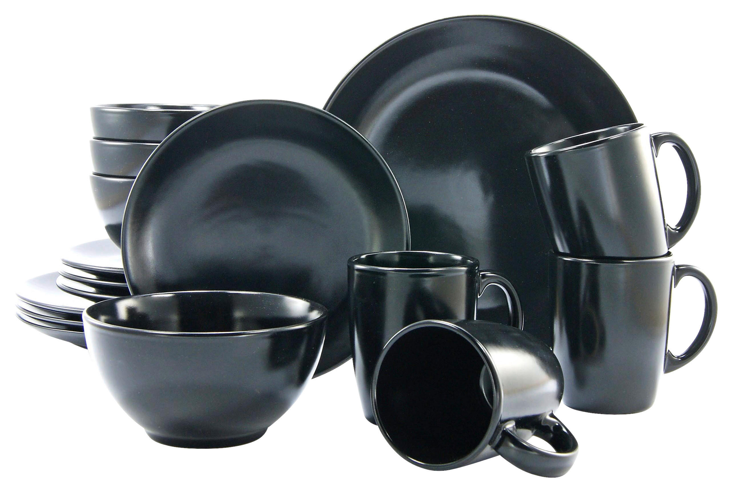 CreaTable Kombiservice Black Matt mattschwarz Steingut Black Matt - mattschwarz - CreaTable