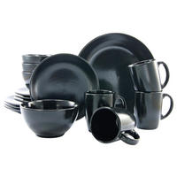 CreaTable Kombiservice Black Matt mattschwarz Steingut Black Matt - mattschwarz - CreaTable