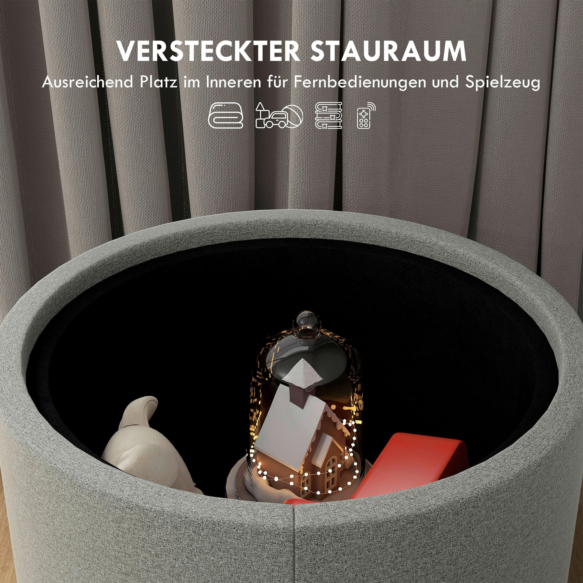 HOMCOM Hocker grau B/H/L: ca. 56x56x42 cm Polsterhocker - grau (42,00/56,00/56,00cm) - HOMCOM