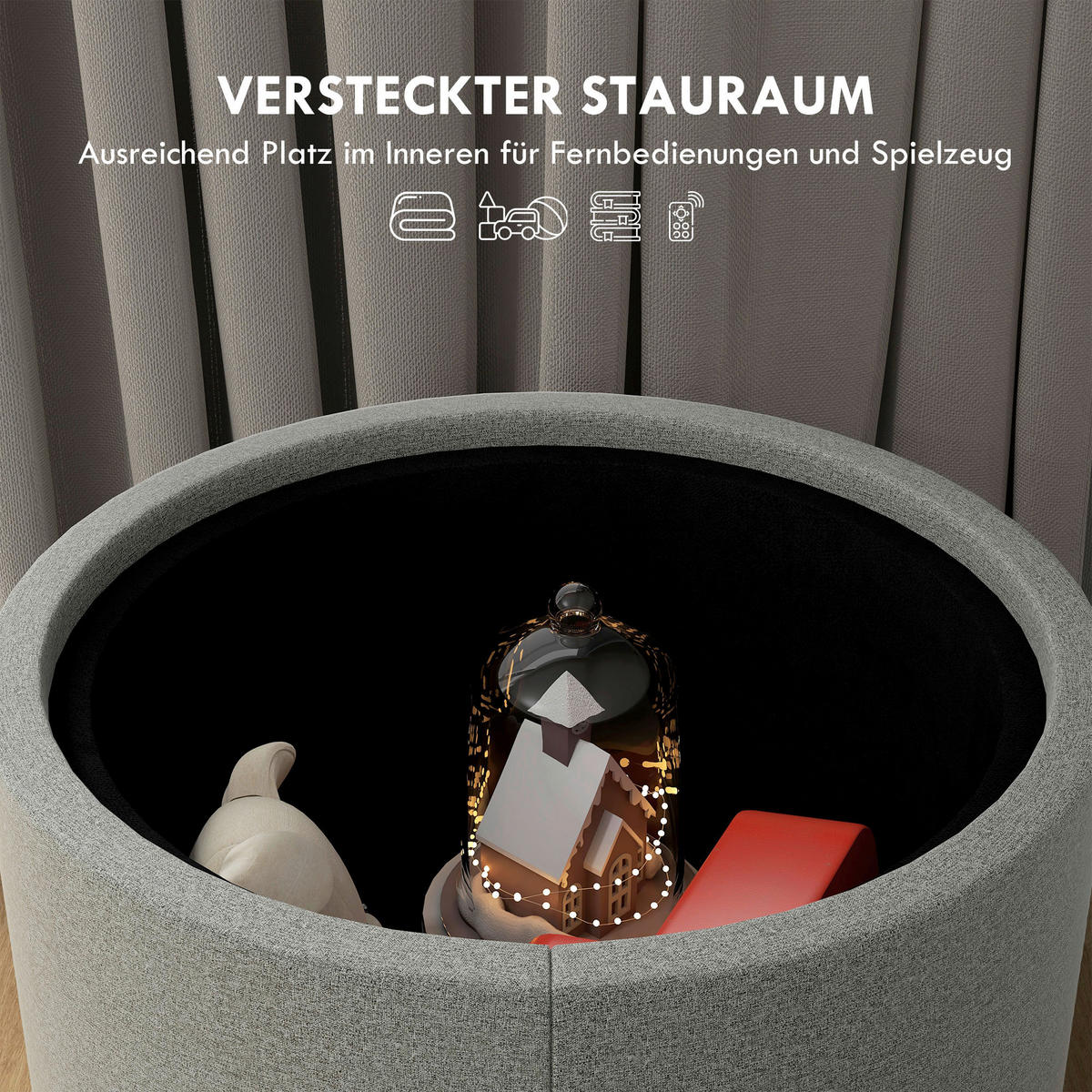 HOMCOM Hocker grau B/H/L: ca. 56x56x42 cm Polsterhocker - grau (42,00/56,00/56,00cm) - HOMCOM