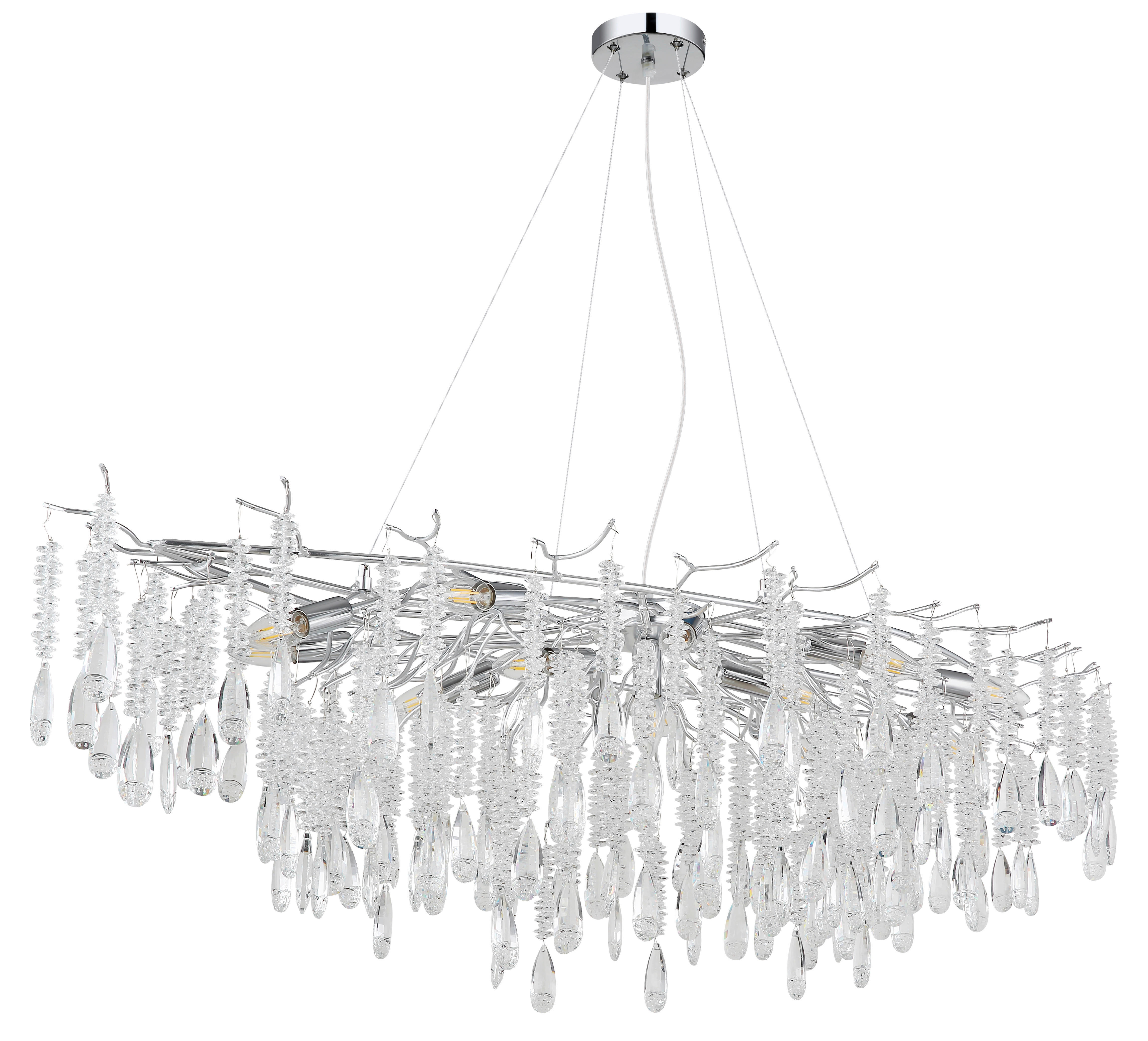 Thumbnail - GLOBO Luster gold amber klar Metall Glas B/H/L: ca. 60x120x150 cm E14 14 Brennstellen