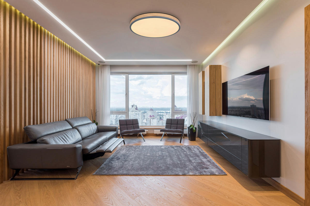 GLOBO LED-Deckenleuchte Graphit Opal Metall Kunststoff H/D: ca. 8,5x60 cm DORO - Graphit/Opal (60,00/8,50cm) - GLOBO