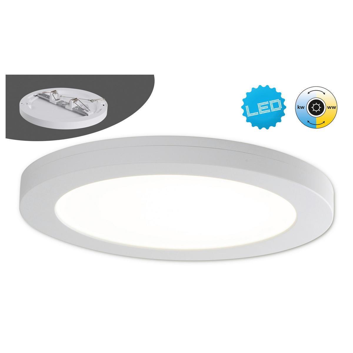 Näve Leuchten Deckenleuchte BONUS NV1384523 weiß Aluminium Kunststoff H/D: ca. 1,6x21,7 cm null 1 Brennstellen LED Deckenleuchte "BONUS" - weiß (21,70/1,60cm) - Näve Leuchten