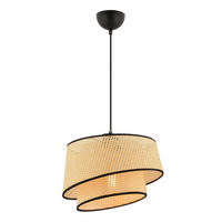 Opviq Pendelleuchte schwarz kamel Stoff Metall B/H/L: ca. 32x65x32 cm E27 1 Brennstellen Barette Hazeran - schwarz/kamel (32,00/32,00/65,00cm) - Opviq