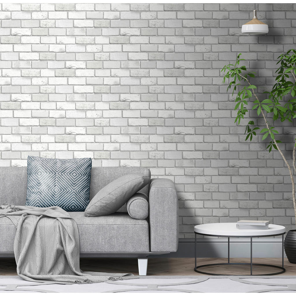 Thumbnail - UGEPA Vinyltapete Steinoptik weiß B/L: ca. 53x1005 cm glitzernd