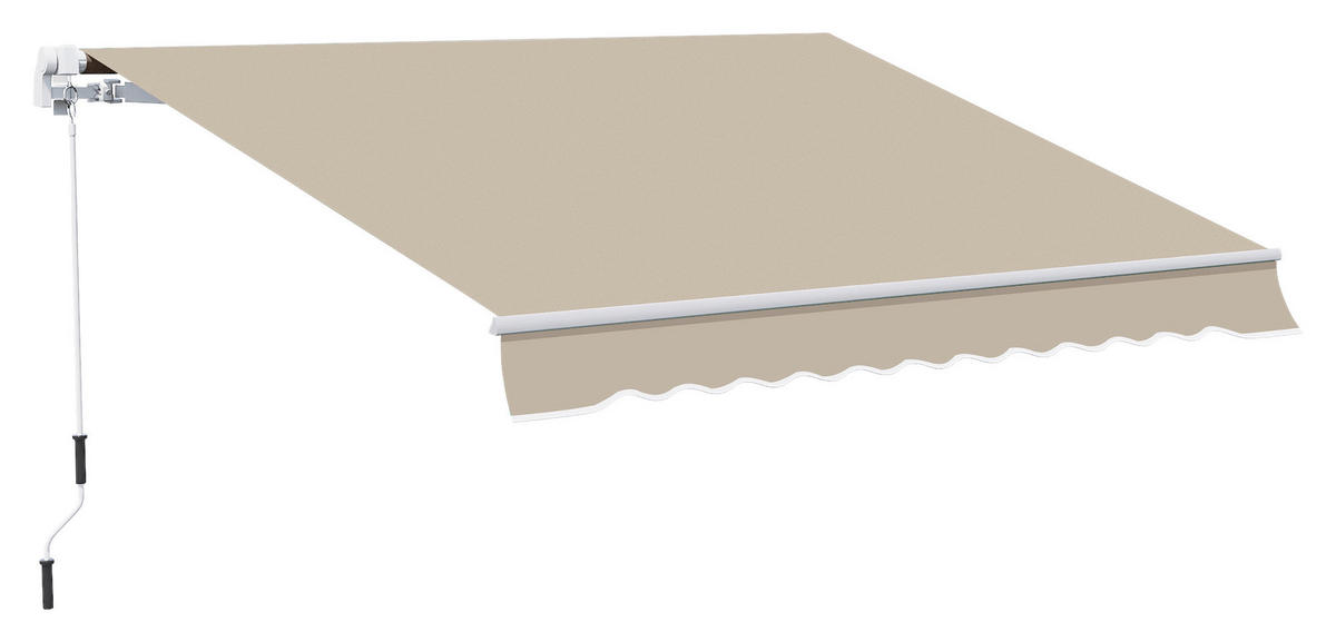 Outsunny Fenstermarkise mit Handkurbel weiß B/T/L: ca. 395x350x245 cm Fenstermarkise mit Handkurbel - beige/weiß (395,00/245,00cm) - Outsunny