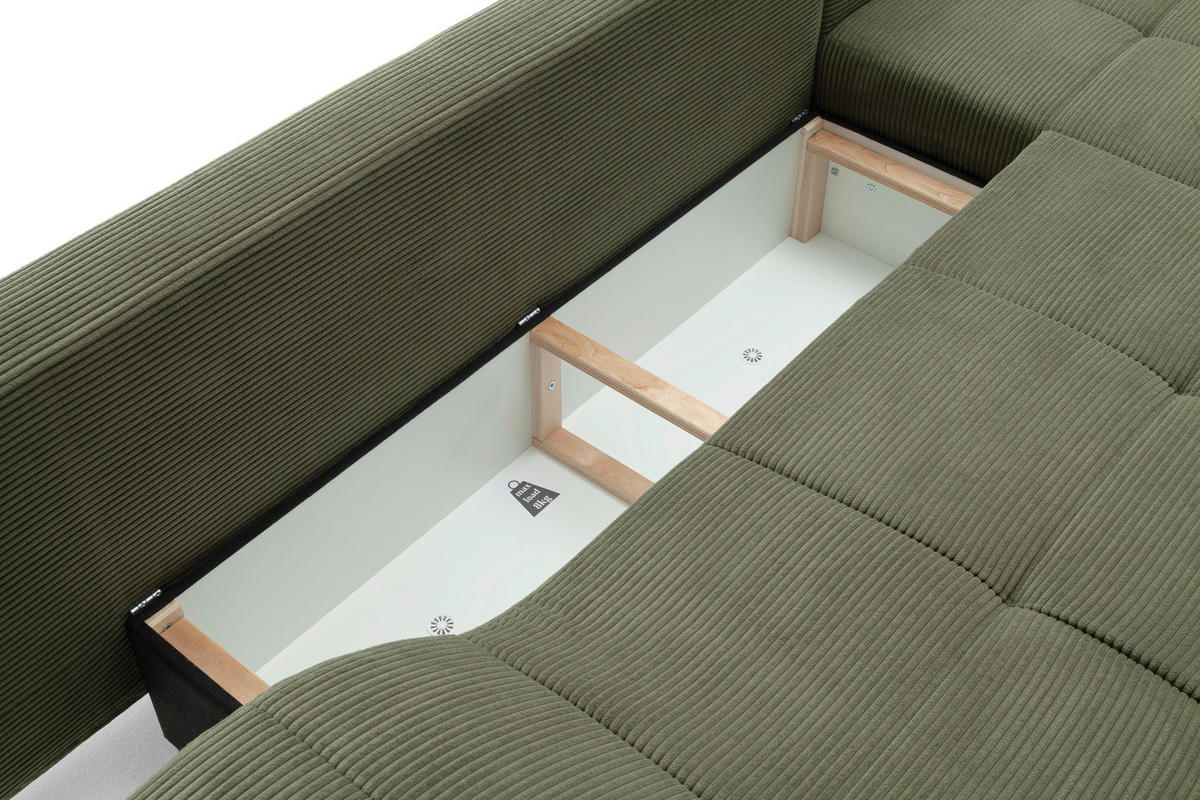 Ecksofa Oregon grün Microfaser B/H/T: ca. 299x92x205 cm Oregon - schwarz/grün (299,00/92,00/205,00cm)