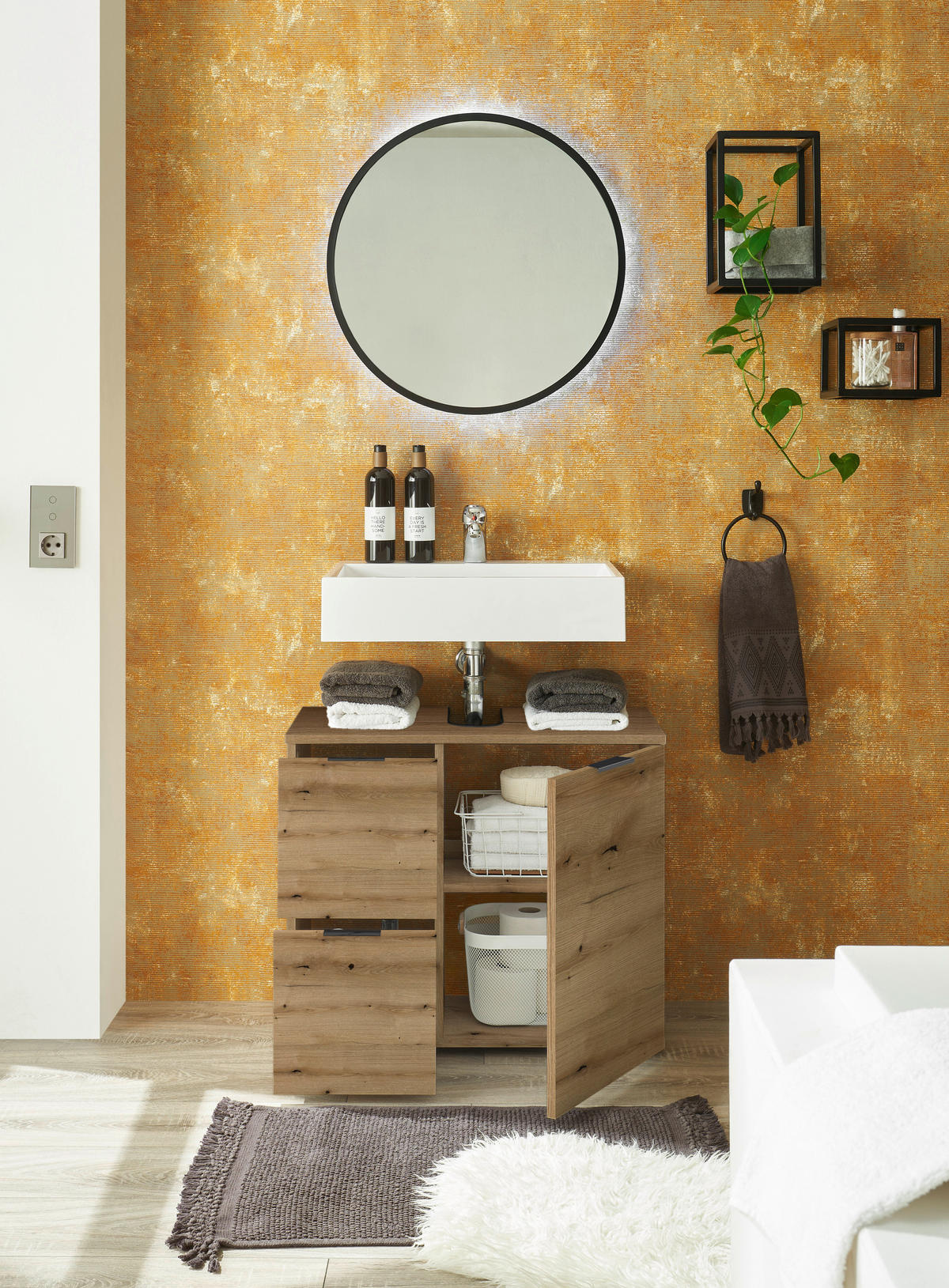 Waschbeckenunterschrank Porto Eiche Evoke Coast Nachbildung B/H/T: ca. 70x60x35 cm Porto - Eiche (70,00/60,00/35,00cm)