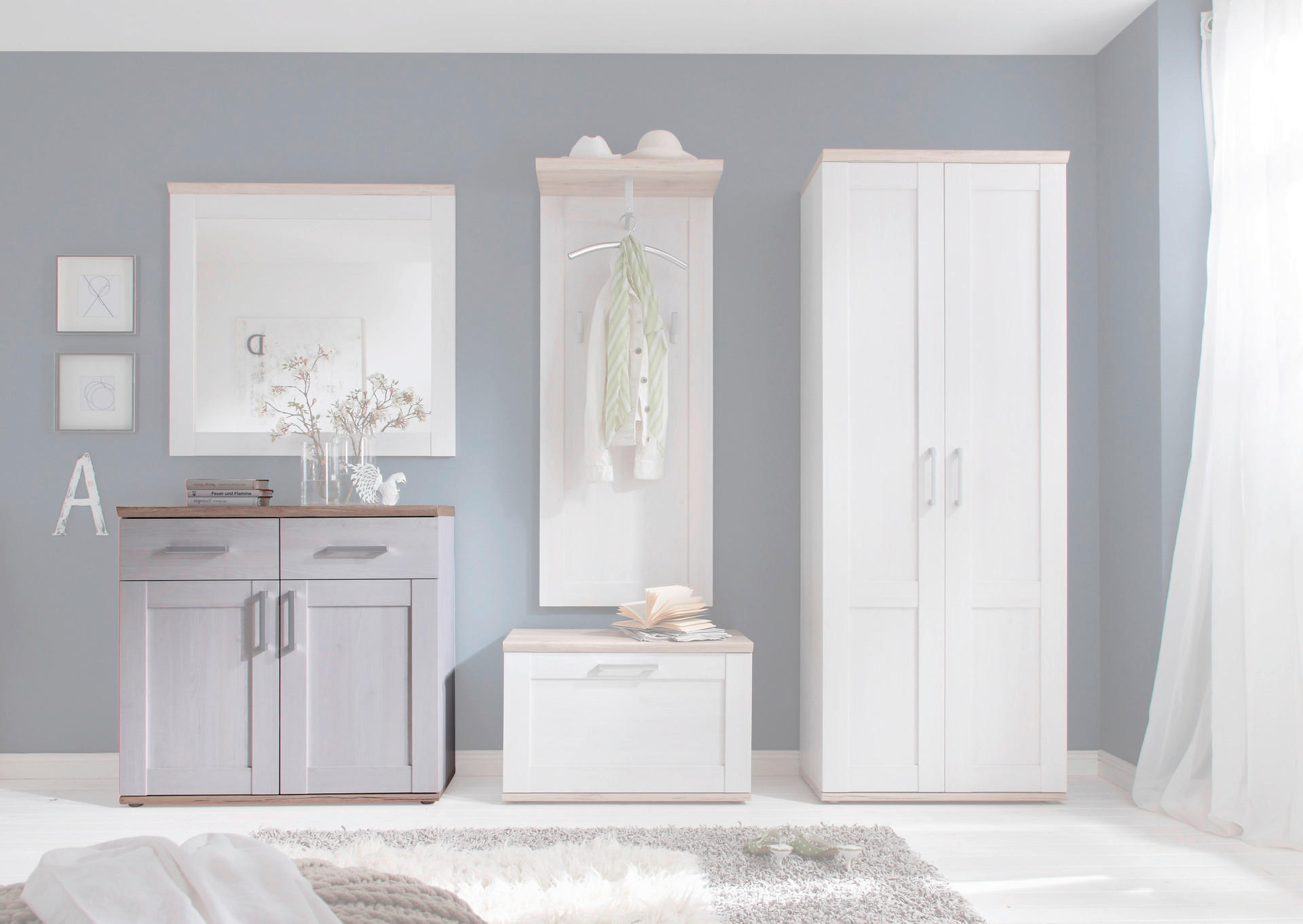 Schuhkommode Romance Eiche San-Remo Nachbildung Sibiu Lärche Nachbildung B/H/T: ca. 96x91x38 cm Romance - Eiche (96,00/91,00/38,00cm)