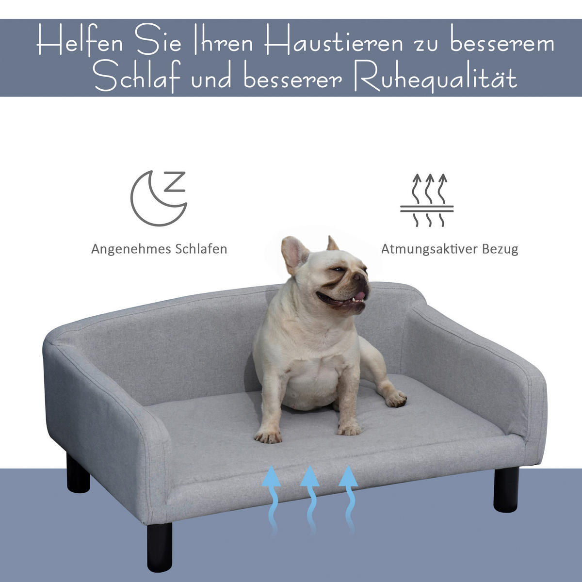 PawHut Hundesofa hellgrau Polyester B/H/L: ca. 82x36x54 cm Hundesofa - hellgrau (54,00/82,00/36,00cm) - PawHut