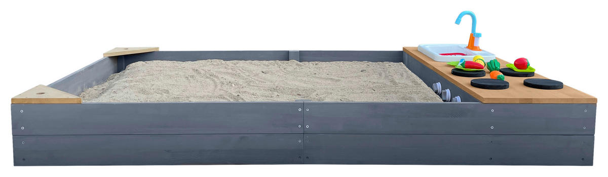 AXI Sandkasten Kelly grau B/H/L: ca. 115x22x180 cm Kelly - braun/grau (180,00/115,00/22,00cm) - AXI
