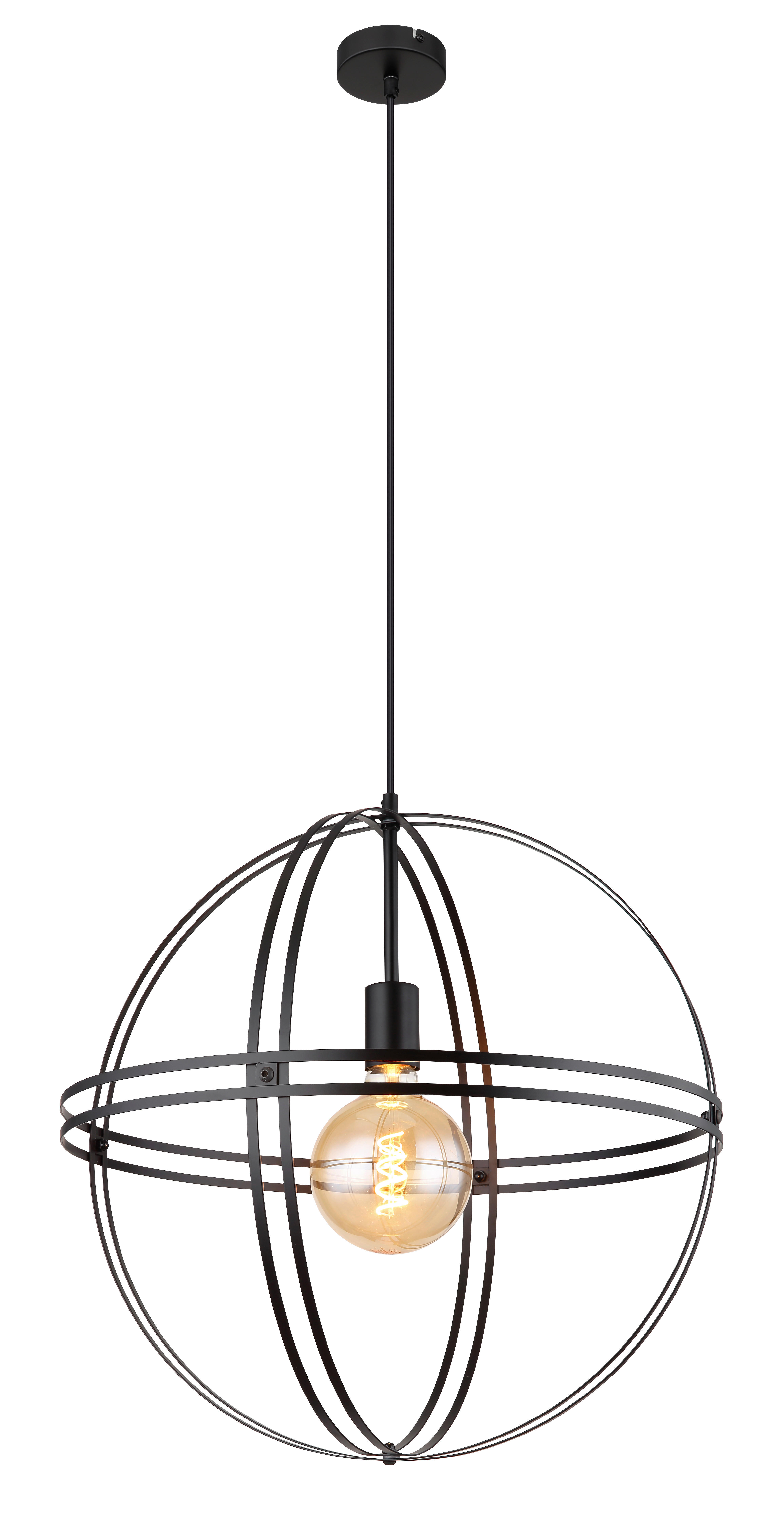 GLOBO Pendelleuchte schwarz Metall H/D: ca. 120x50 cm E27 1 Brennstellen TAMARA - schwarz (50,00/120,00cm) - GLOBO