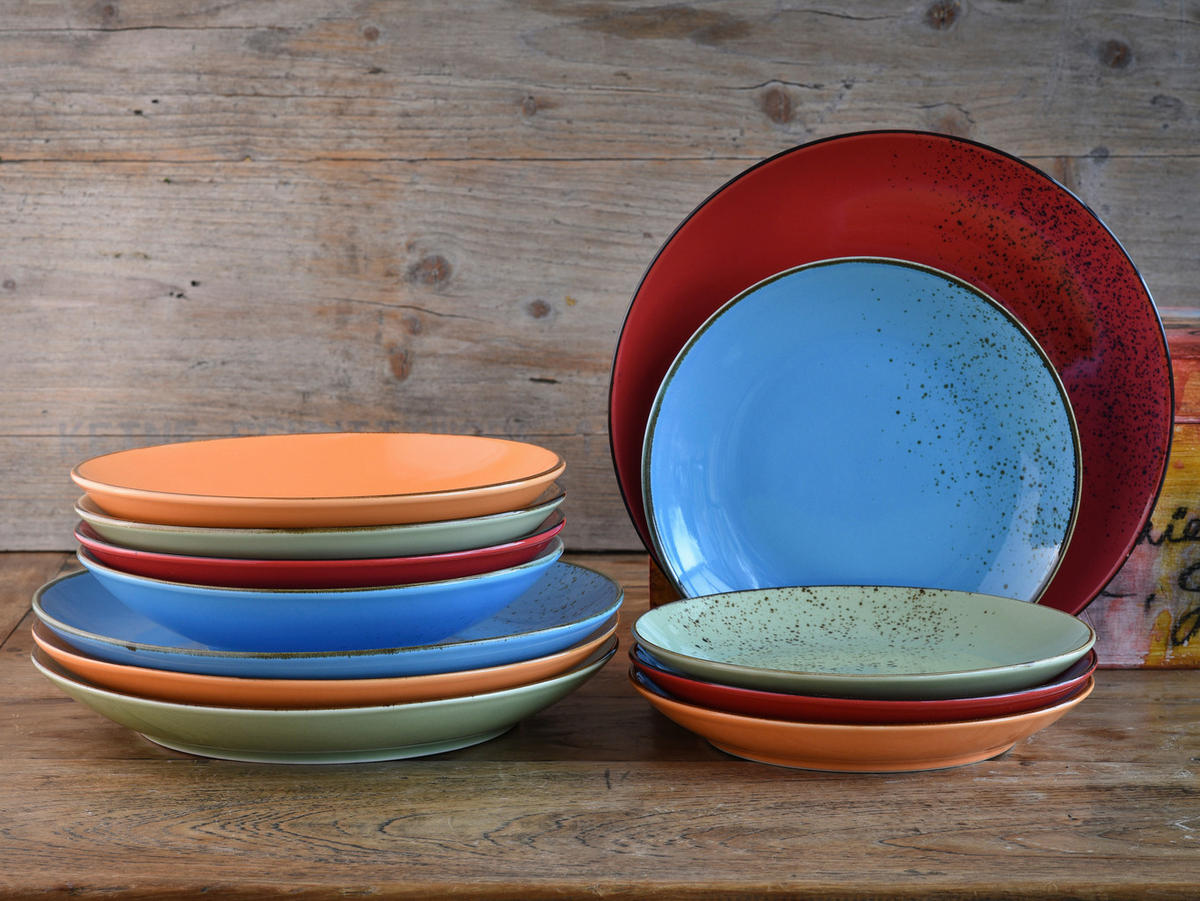 CreaTable Tafelservice NATURE COLLECTION MEDITERRAN bunt Steinzeug 12 tlg. NATURE COLLECTION MEDITERRAN - bunt - CreaTable