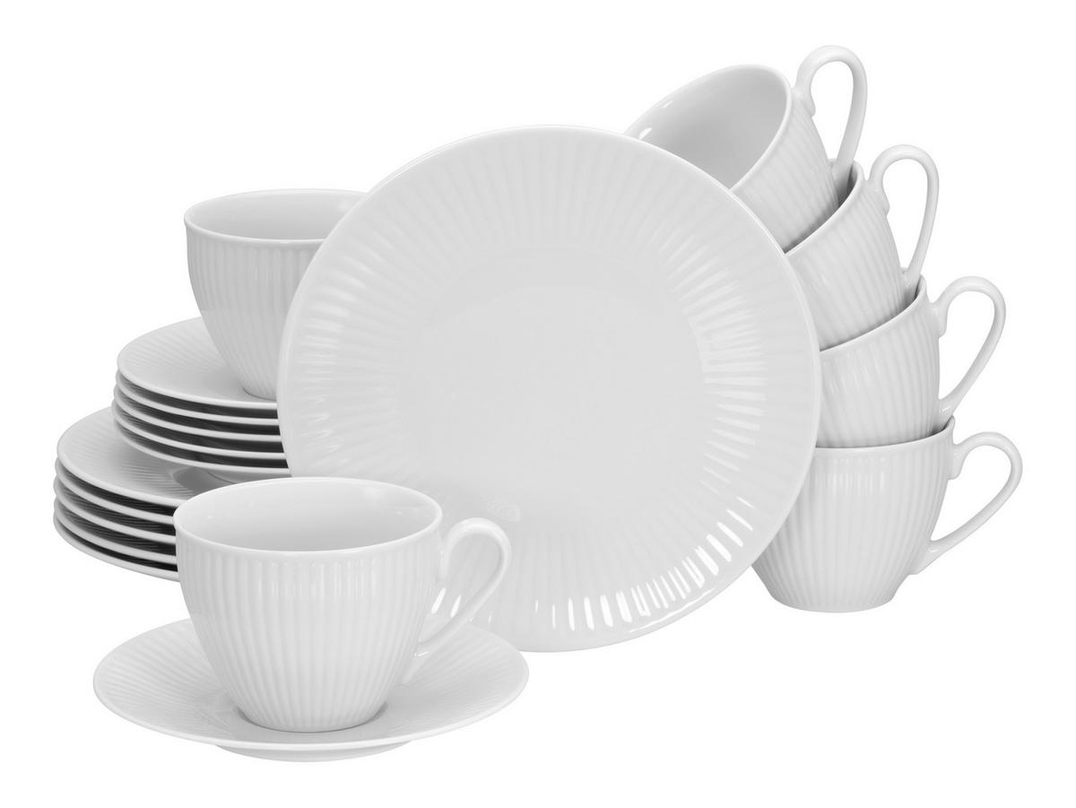CreaTable Kaffeeservice Valencia weiß Porzellan 18 tlg. Valencia - weiß - CreaTable