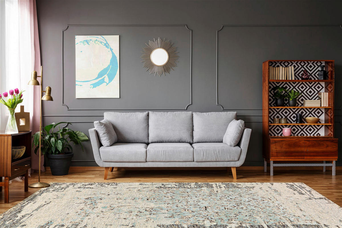 Arte Espina Kurzflorteppich Damast 8067 grau B/L: ca. 120x180 cm Damast 8067 - mint/grau (120,00/180,00cm) - Arte Espina