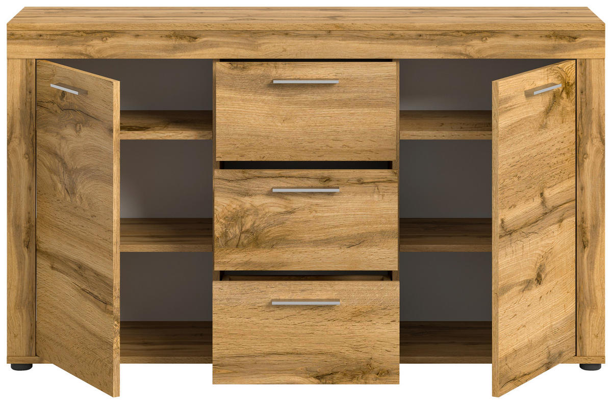Sideboard Jam Eiche Wotan Nachbildung B/H/T: ca. 125x80x35 cm Jam - Eiche (125,00/80,00/35,00cm) - xonox.home