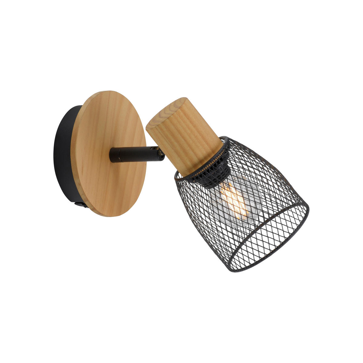 Just Light Spot TAMIS 15191-79 schwarz natur Holz Metall B/H/T: ca. 17x21x17 cm E14 1 Brennstellen TAMIS - natur/schwarz (17,00/21,00/17,00cm) - Just Light