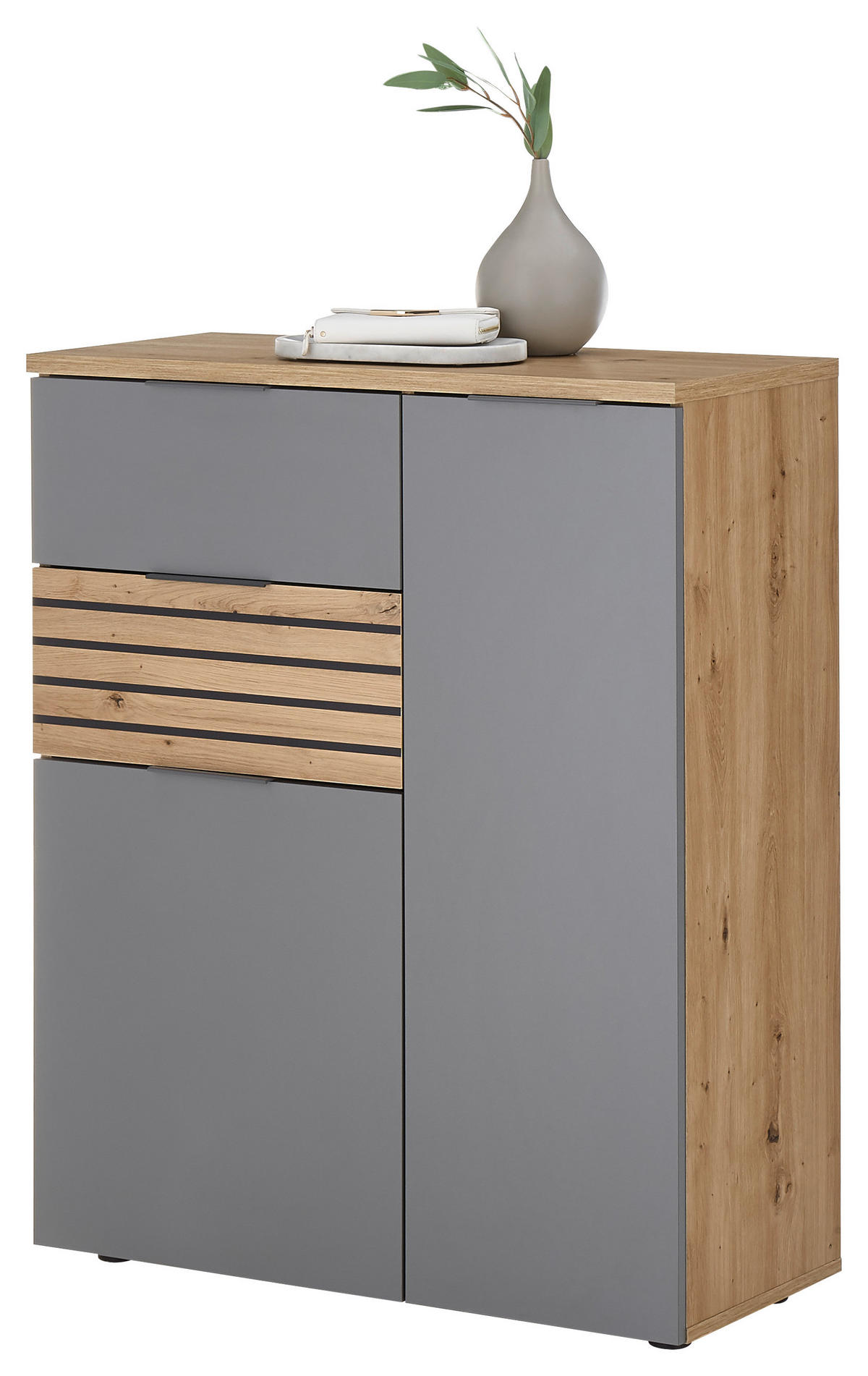 Schuhkommode Milan Eiche Artisan Nachbildung grau B/H/T: ca. 85x15x38 cm Milan - Eiche/grau (85,00/15,00/38,00cm)