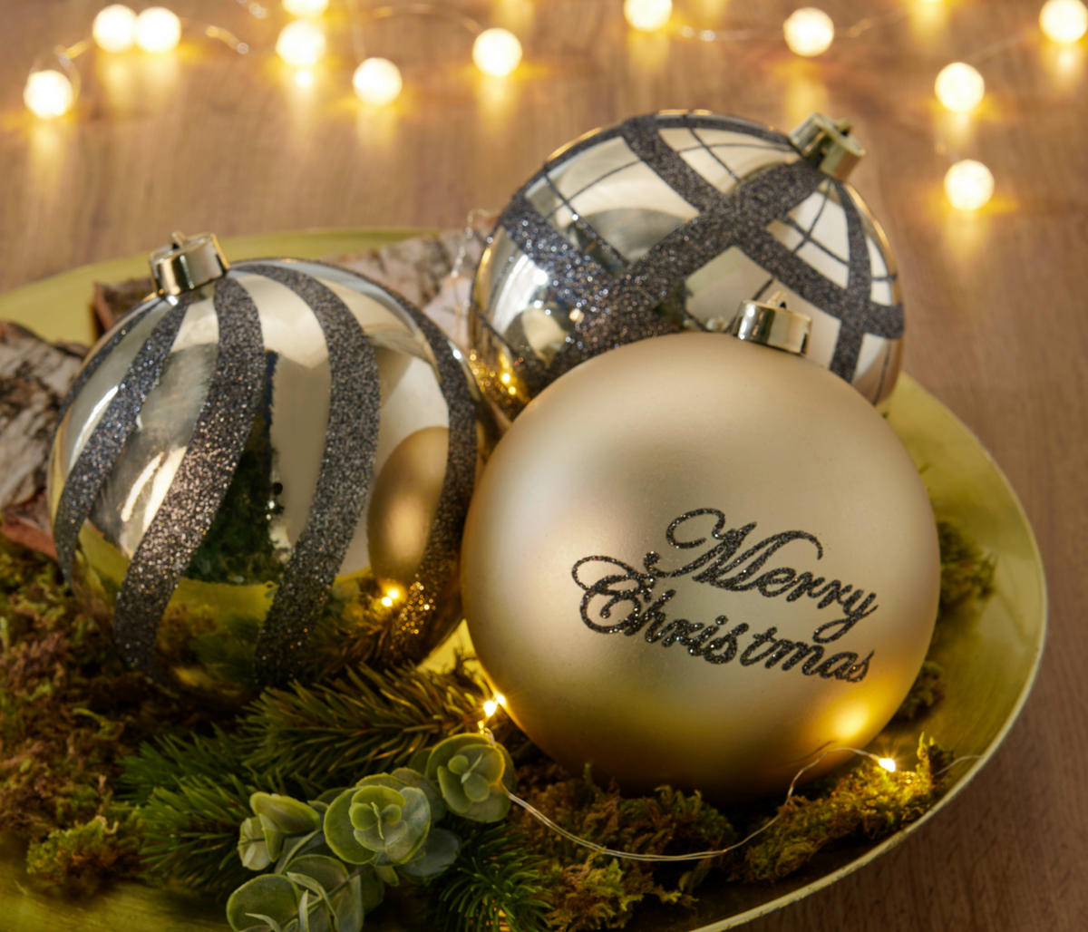 Weihnachtskugelset gold D: ca. 15 cm Weihnachtskugelset_3tlg. - gold/schwarz (15,00cm)