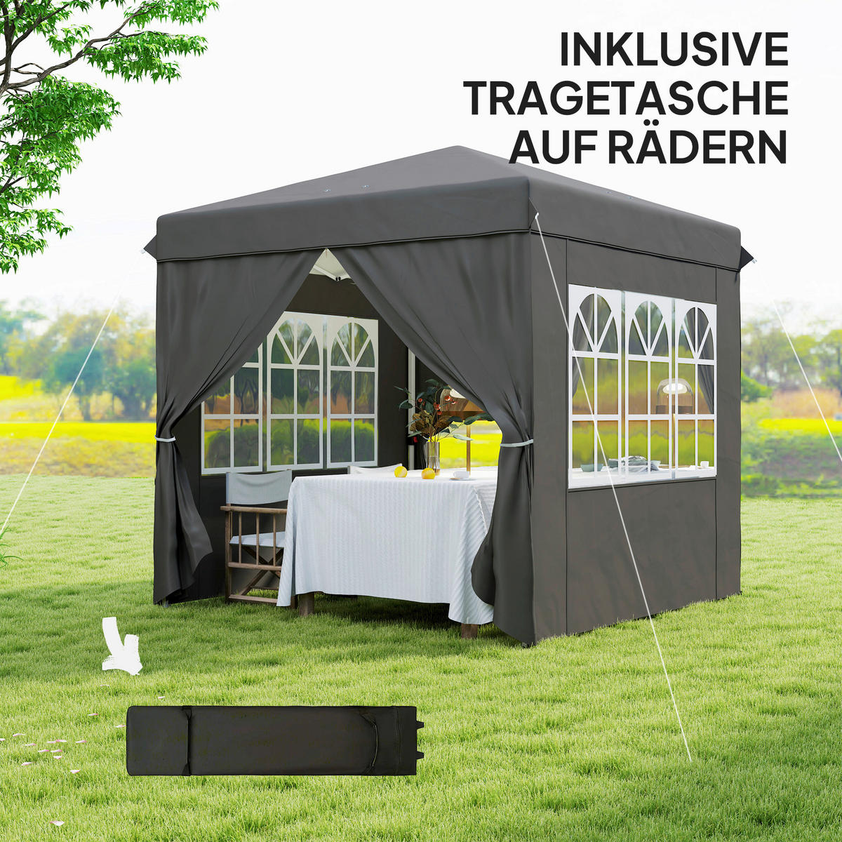 Outsunny Pavillon dunkelgrau Metall B/H/L: ca. 250x268x250 cm Pavillon - dunkelgrau (250,00/250,00/268,00cm) - Outsunny