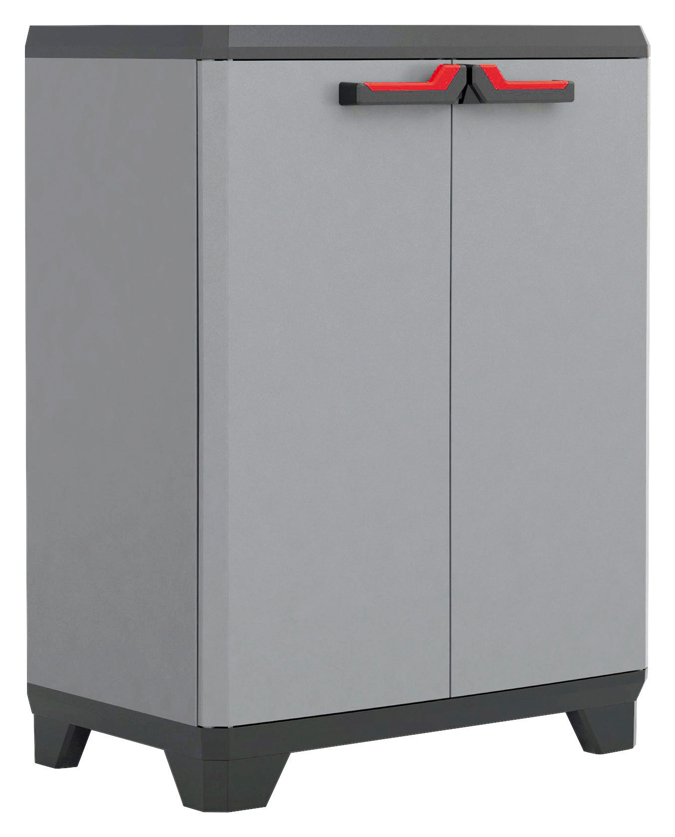 Keter Kunststoffschrank Stilo grau Kunststoff B/H/L: ca. 68x90x39 cm Stilo - rot/schwarz (39,00/68,00/90,00cm) - Keter
