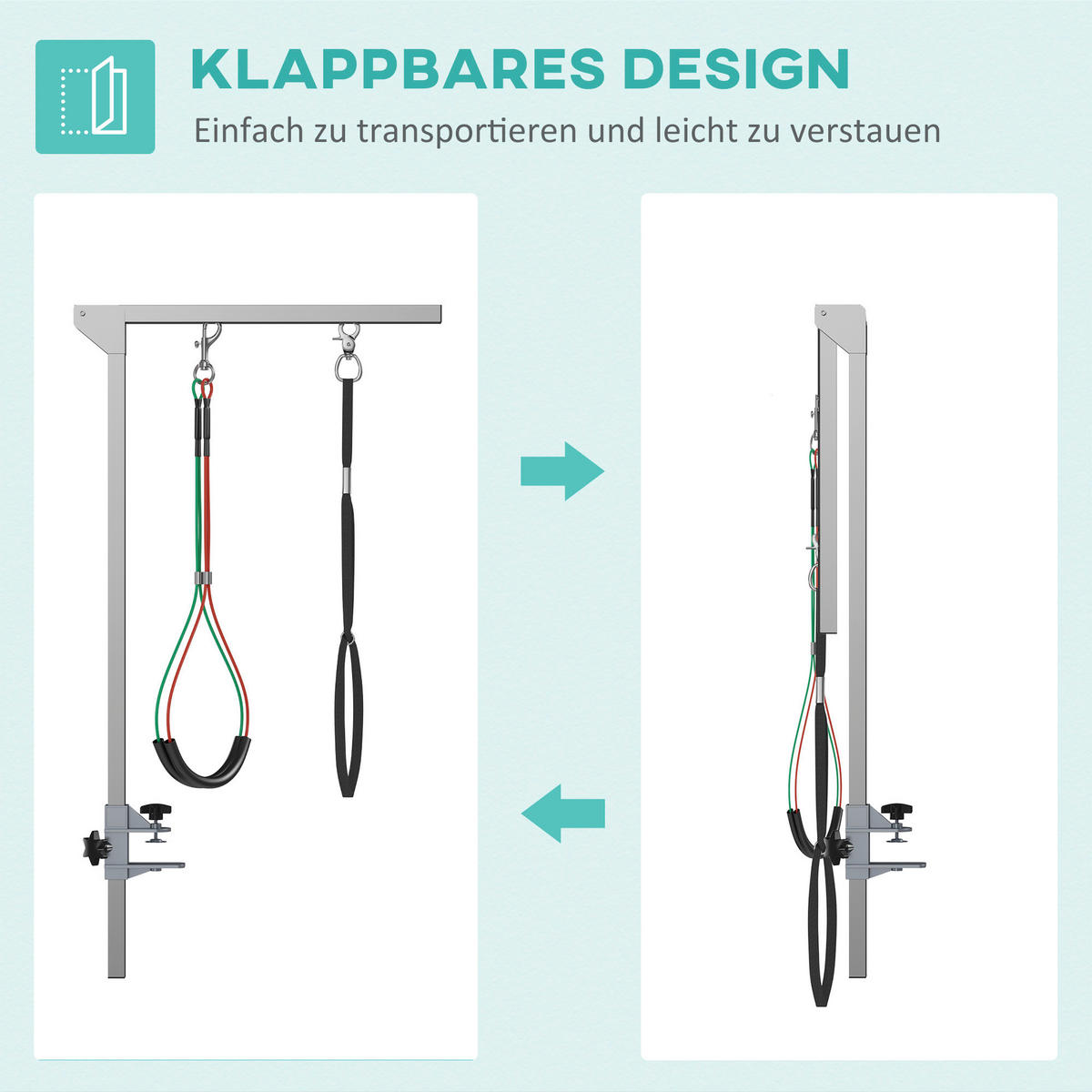 PawHut Haustier Fellpflege m. Klemme silber Aluminium B/H/L: ca. 8x36x74 cm Haustier_Fellpflege_Arm - silber (74,00/8,00/36,00cm) - PawHut
