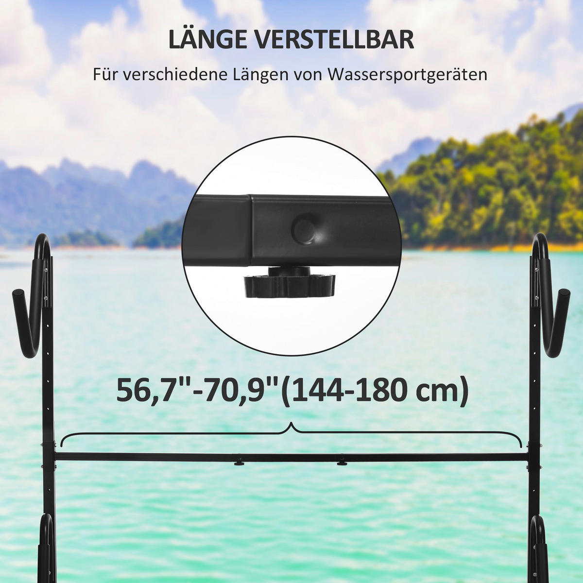 SPORTNOW Outdoor-Aktivitäten schwarz Edelstahl B/H/L: ca. 72,5x240x157 cm Kajak_Gestell - schwarz (157,00/72,50/240,00cm) - SPORTNOW