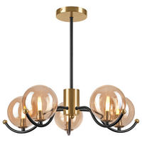 Lamkur Pendelleuchte GEORGIA 49281 schwarz gold Glas Stahl H/L: ca. 48,5x54 cm E27 5 Brennstellen Georgia - gold/schwarz (54,00cm) - Lamkur
