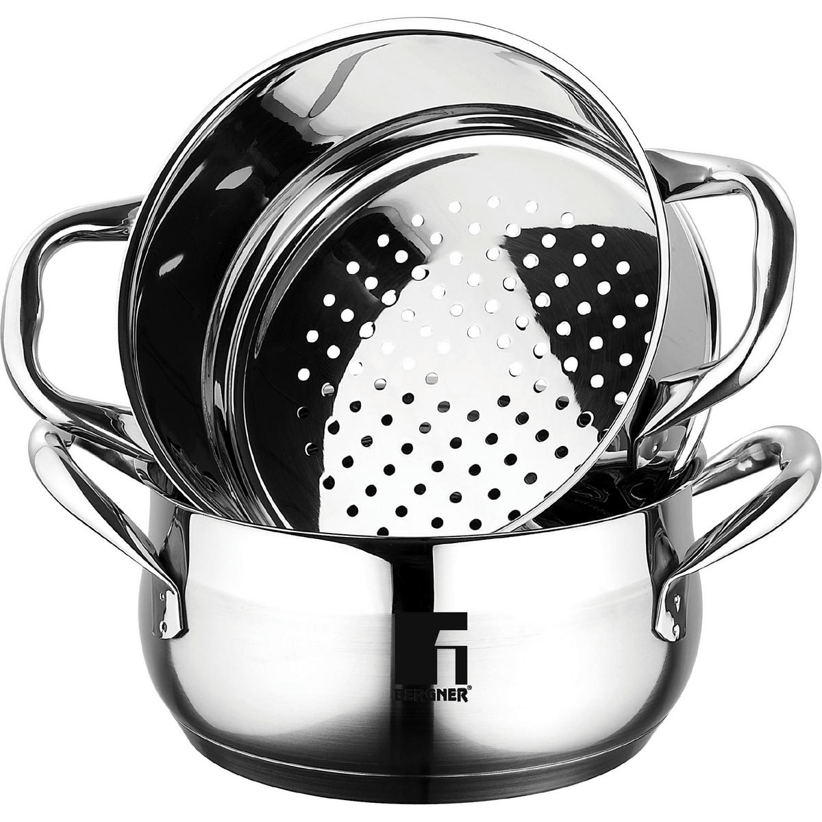 BERGNER Topfset Gourmet silber Edelstahl 3 tlg. Gourmet - silber - BERGNER