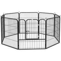 PawHut Welpenauslauf Freigehege schwarz Edelstahl B/H/L: ca. 79x79x79 cm Haustier-Laufstall - schwarz (79,00/79,00/79,00cm) - PawHut