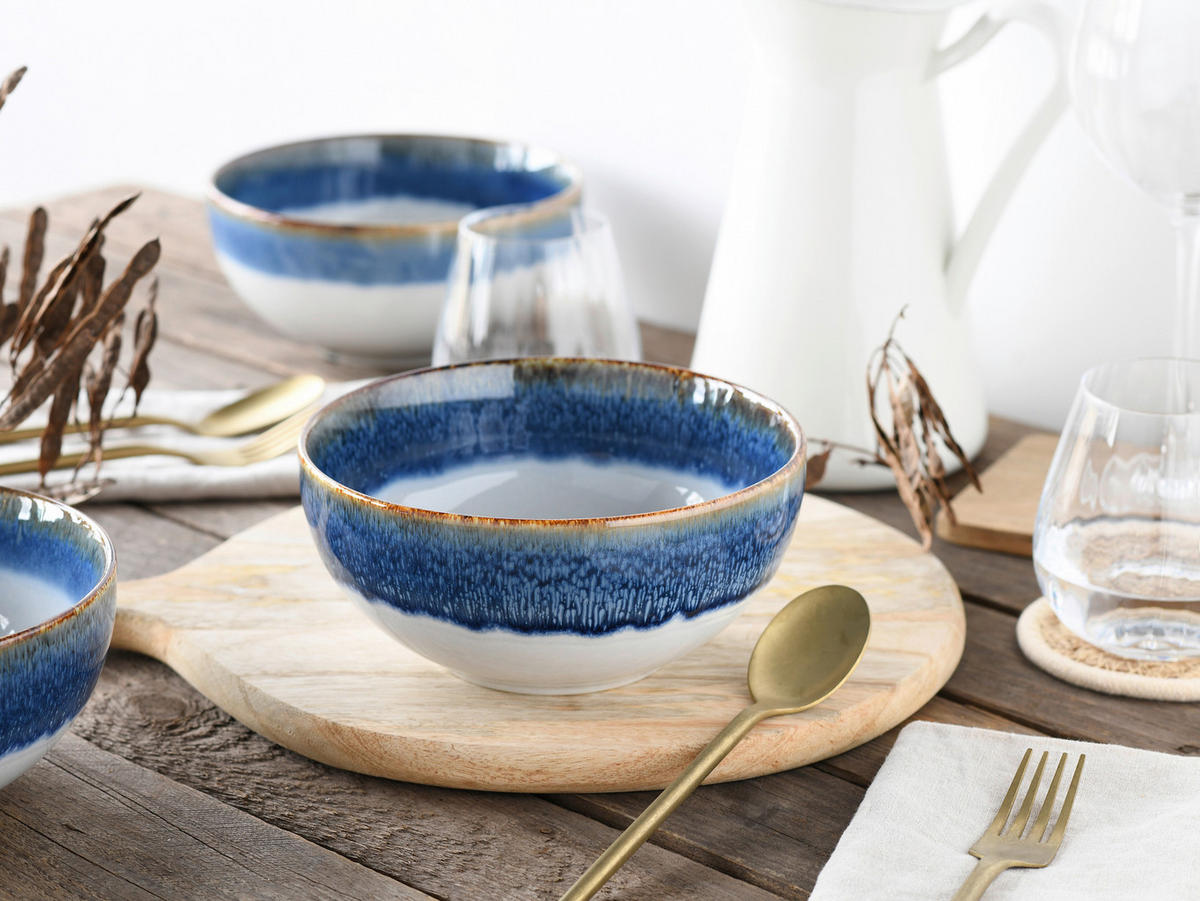 CreaTable Schüssel-Set Cascade blau Steinzeug Cascade - blau - CreaTable