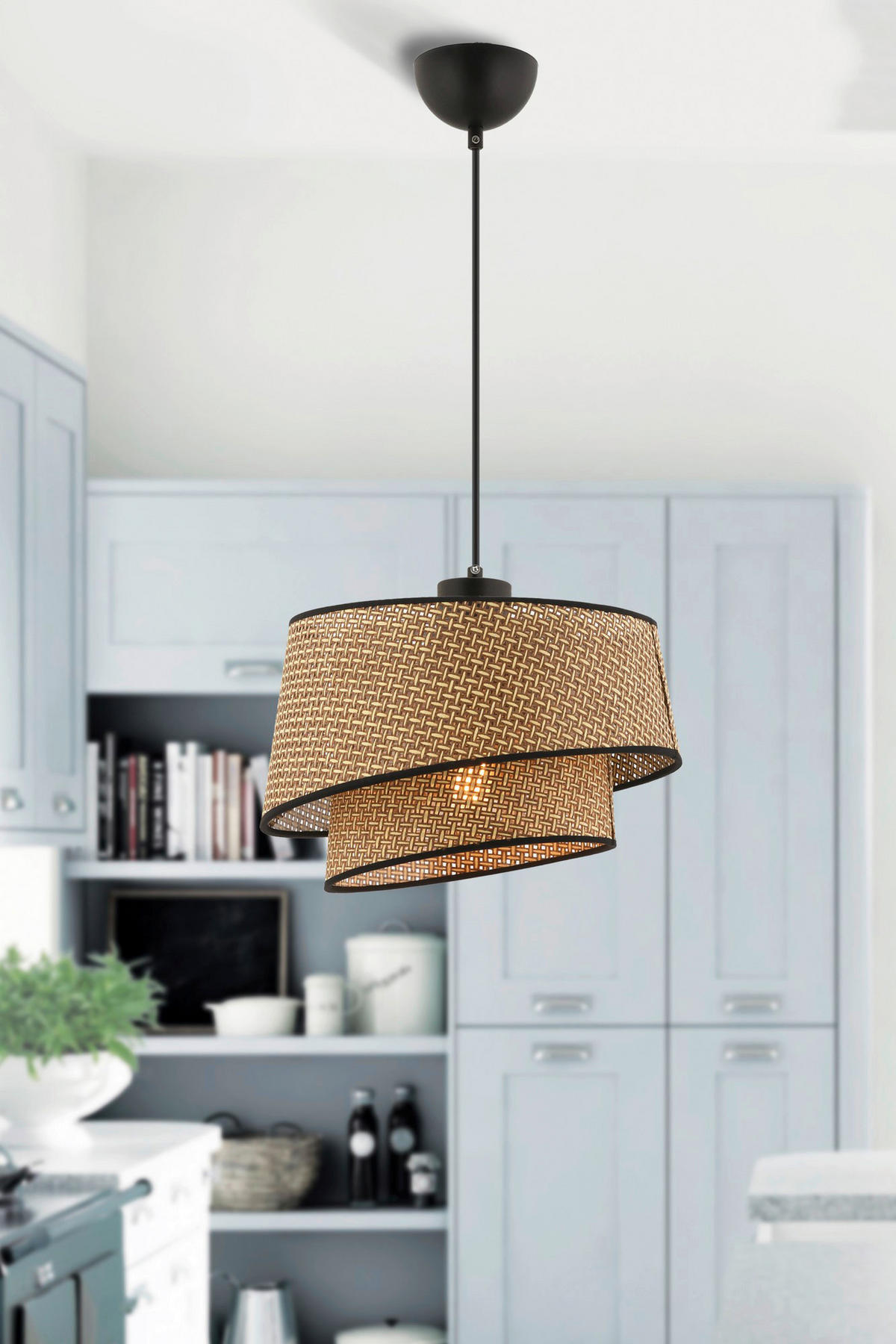 Opviq Pendelleuchte schwarz beige Stoff Metall B/H/L: ca. 32x65x32 cm E27 1 Brennstellen Barette Hazeran - beige/schwarz (32,00/32,00/65,00cm) - Opviq