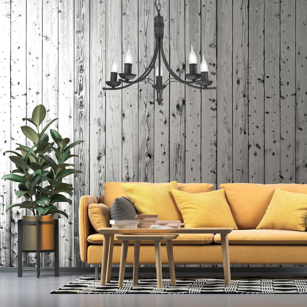 Lamkur Pendelleuchte LUCY 44101 schwarz Stahl H/L: ca. 100x58 cm E14 5 Brennstellen Lucy - schwarz (58,00cm) - Lamkur