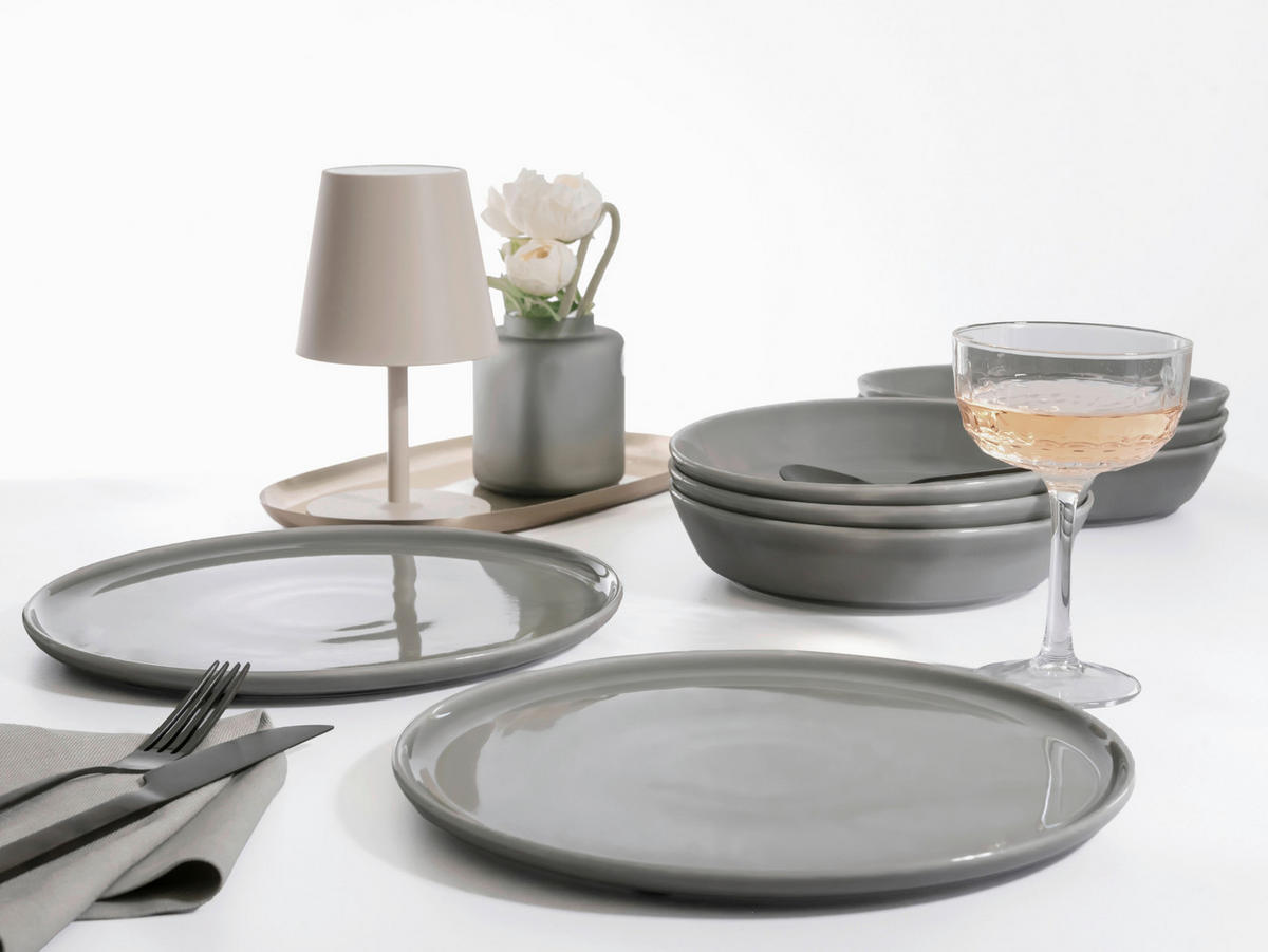 CreaTable Tafelservice Chef Collection grau Porzellan 12 tlg. Chef Collection - grau - CreaTable