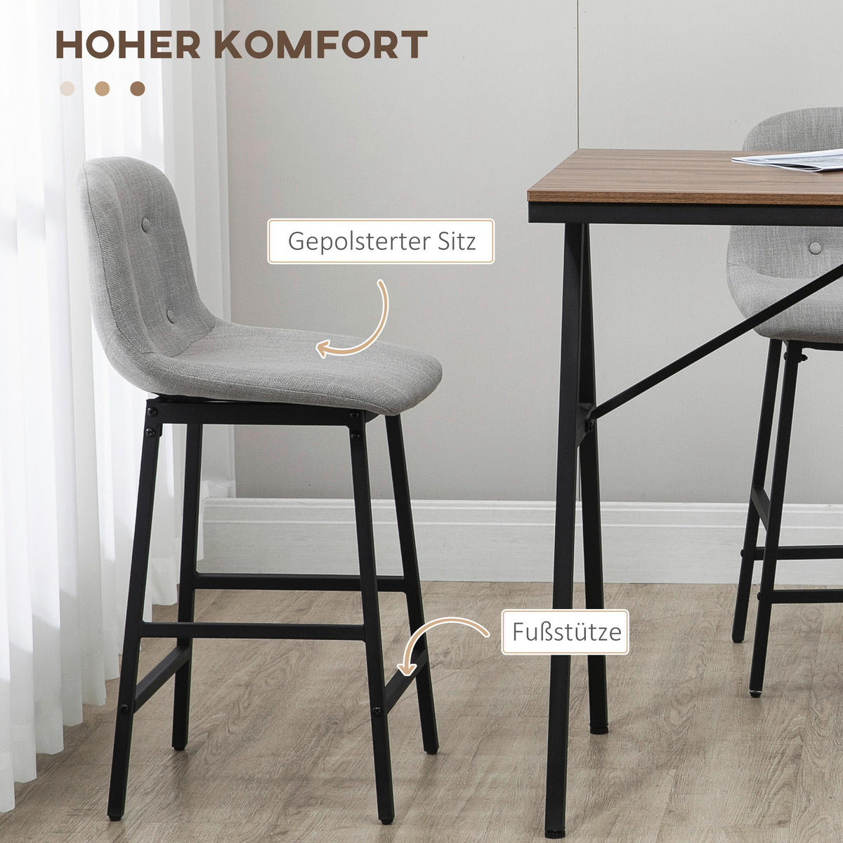 Bartisch nussbaum Nachbildung B/H/T: ca. 120x91x60 cm Bartisch-Set - nussbaum (120,00/91,00/60,00cm) - HOMCOM