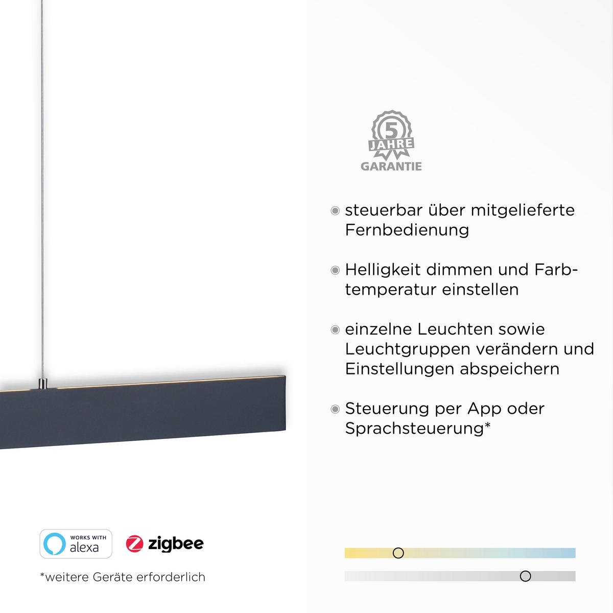 Paul Neuhaus LED-Pendelleuchte NILA 2548-13 anthrazit weiß Kunststoff Metall B/H/T: ca. 121x120x6 cm 2.0 Brennstellen NILA - weiß/anthrazit (121,00/120,00/6,00cm) - Paul Neuhaus